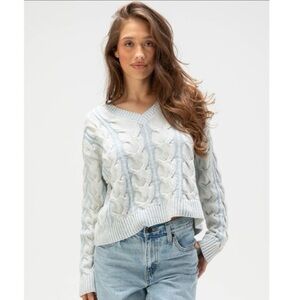 Free People Washed Cable Knit Sweater